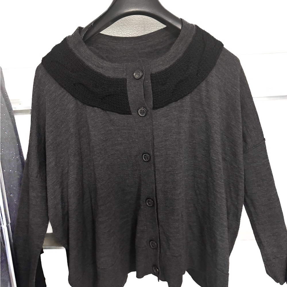 Piazza Sempione Charcoal Button-Up Sweater